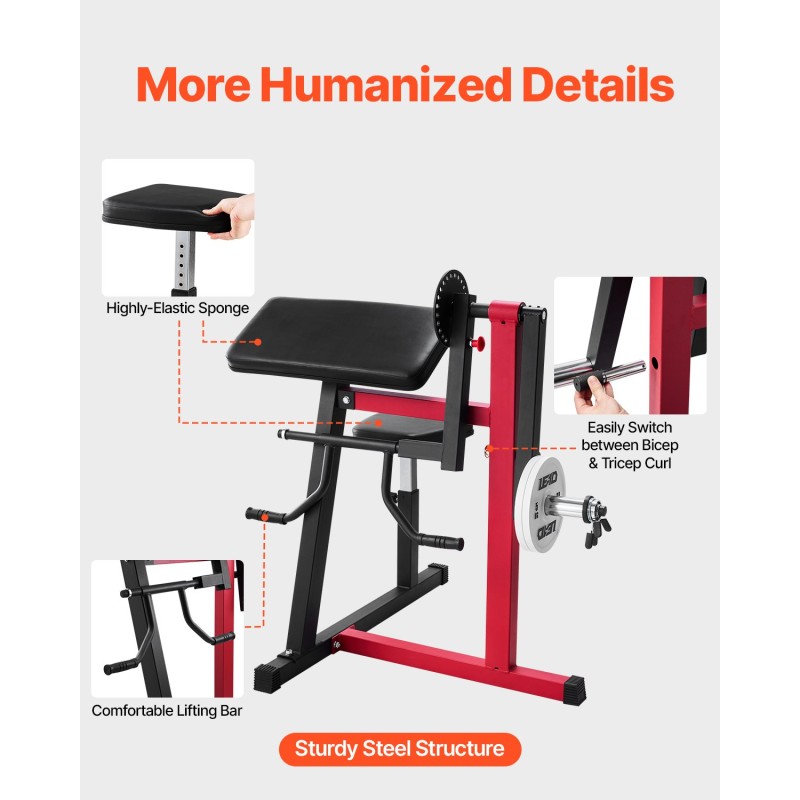 Hauis- ja ojentajapenkki hiiliteräsrunko säädettävällä istuimella musta ja punainen