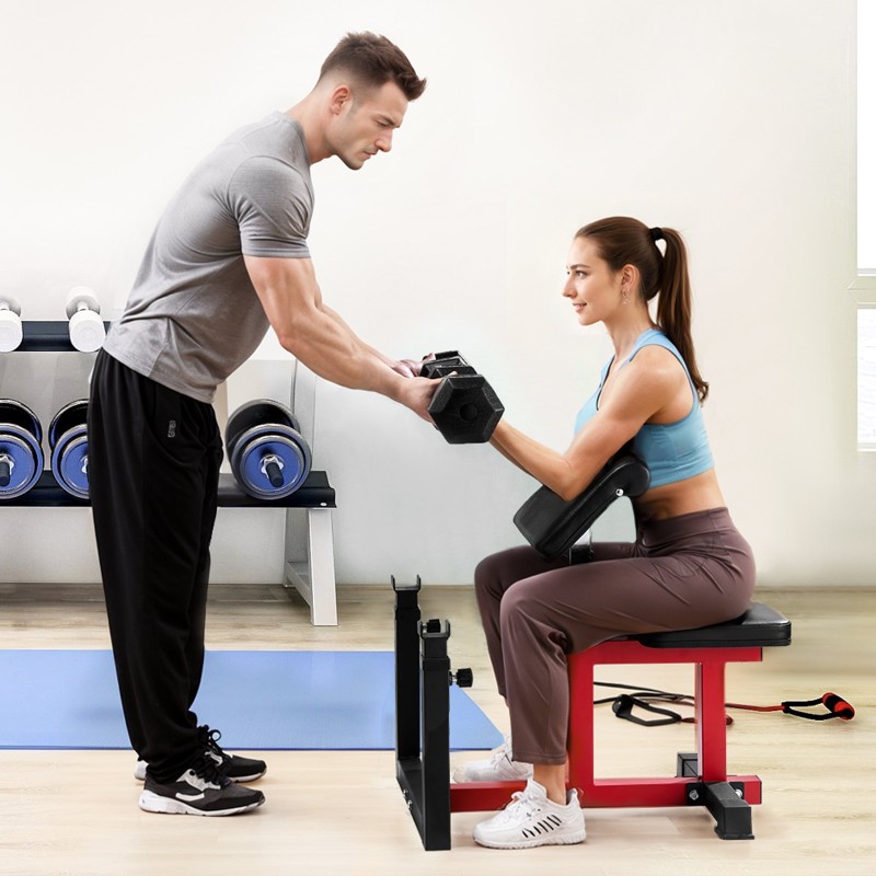 Säädettävä hauiskääntöpenkki hiiliteräsrunko 200 kg kantavuus levytangoille ja käsipainoille kotisaliin