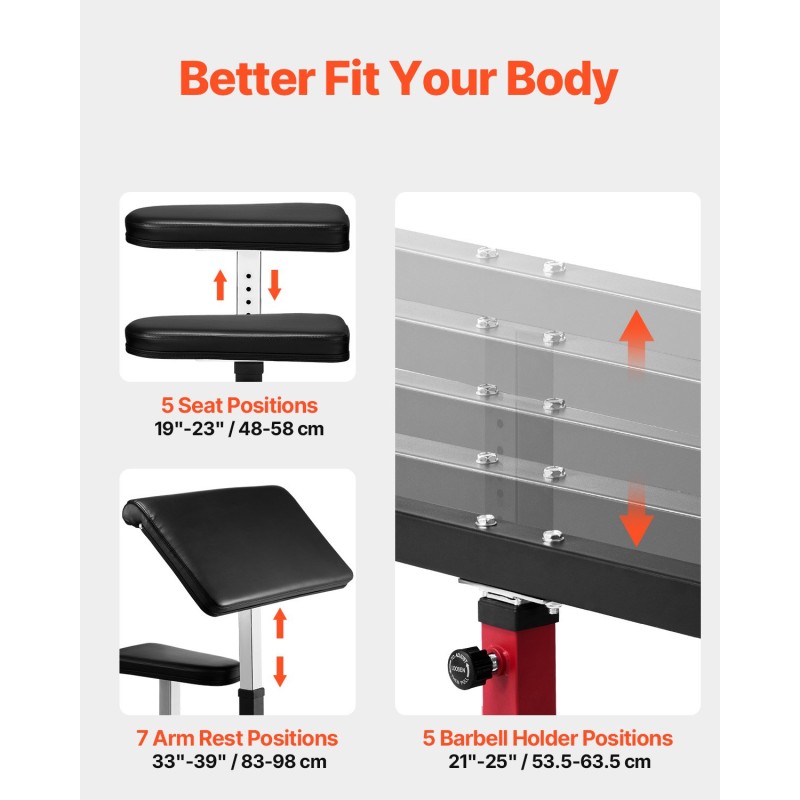 Hauiskääntöpenkki hiiliteräsrunko kaksisataa kilogrammaa kantava säädettävä istuin tukee levytankoa ja käsipainoja