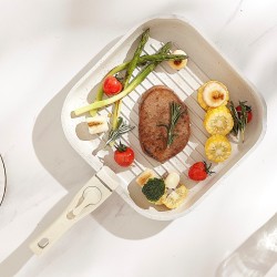 Kattila- ja paistinpannisarja 17-osainen tarttumaton induktiolle sopiva valkoinen irrotettavat kahvat