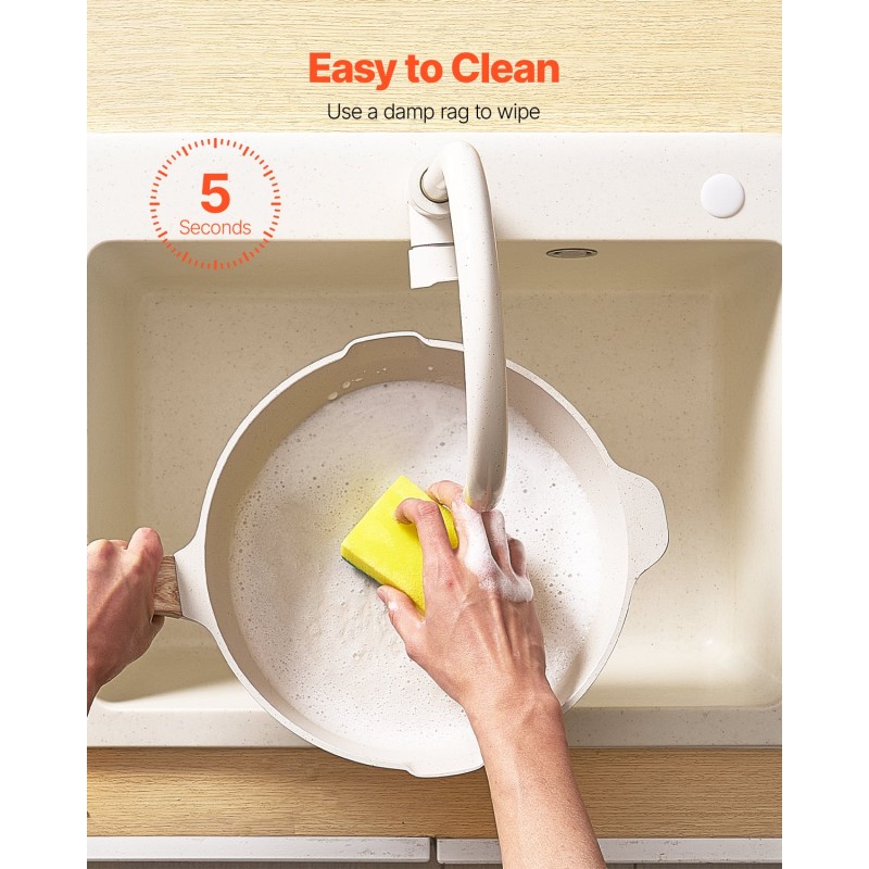 Kattila- ja paistinpannisarja 17-osainen graniittipinnoitteinen tarttumaton induktiolle valkoinen