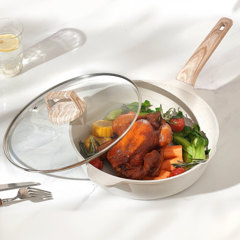 Kattila- ja paistinpannisarja 17-osainen graniittipinnoitteinen tarttumaton induktiolle valkoinen