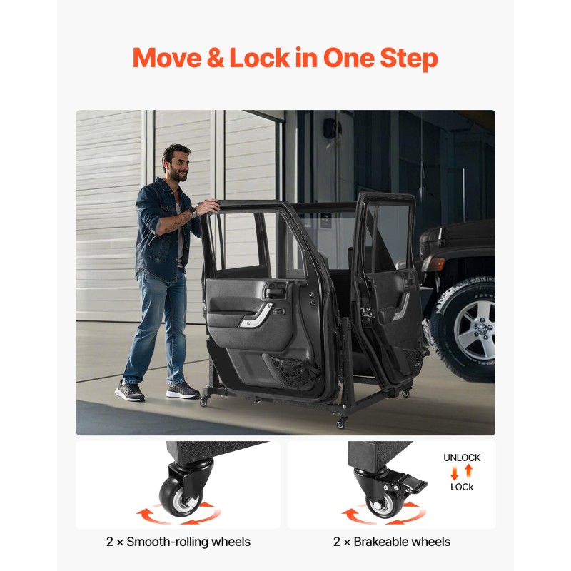 Ovien säilytyskärry teräs 4 ovea liikuteltava sopii Jeep Wrangler ja Gladiator 2007–2023