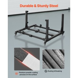 Teräksinen säilytyskärry neljän Jeep-oven säilytykseen 2007–2023 kumipehmusteilla ja jarrullisilla pyörillä