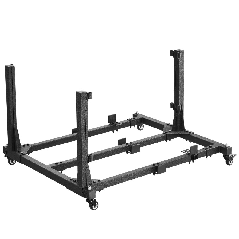 Teräksinen säilytyskärry neljän Jeep-oven säilytykseen 2007–2023 kumipehmusteilla ja jarrullisilla pyörillä