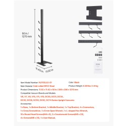 Pölynimuritelin 1270 mm kylmävalssattu SPCC-teräs 6 koukkua yhteensopiva Dyson-varsi-imureille