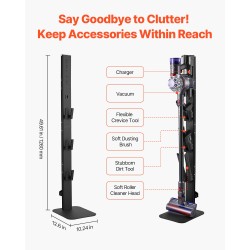 Varsi-imurin vapaasti seisova teline hiiliteräs musta 126 cm 6 koukulla