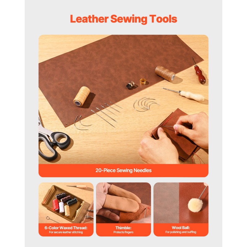 Nahkatyökalusarja 72 osaa metallia ja puuta säädettävä uraaja nahkainen säilytyslaukku