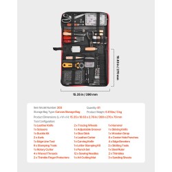 Nahkatyökalusarja 61-osainen metalliosilla ja puisilla kahvoilla kangassäilytyslaukulla nahkatöihin
