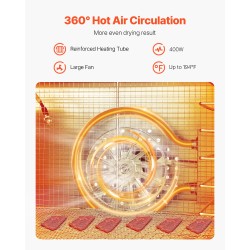 Sähköinen elintarvikekuivuri kahdeksan kerrosta ruostumattomat teräshyllyt säädettävä lämpötila digitaalinen ohjaus