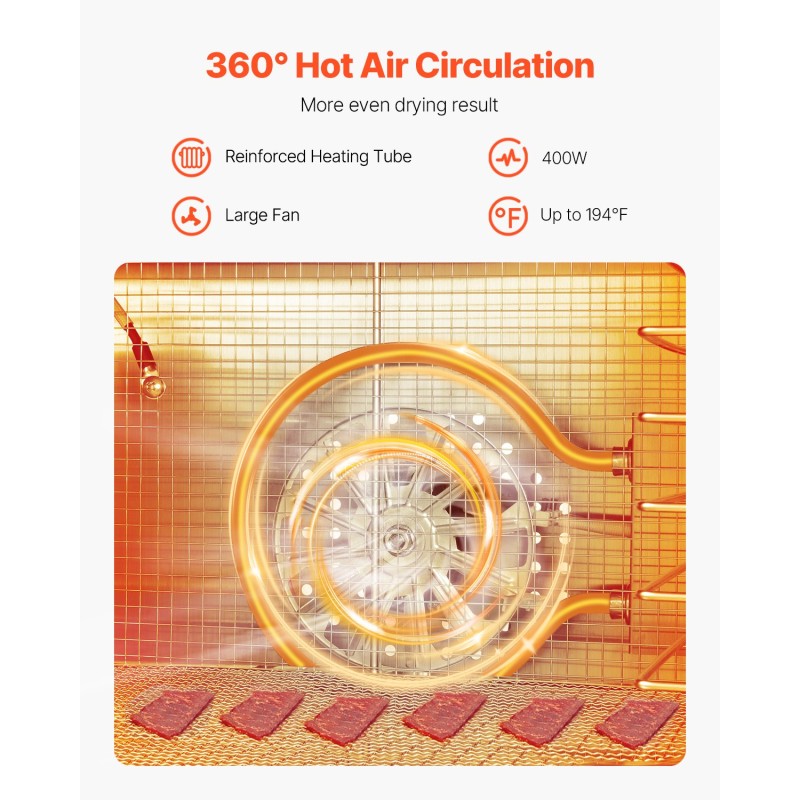 Sähköinen elintarvikekuivuri kahdeksan kerrosta ruostumattomat teräshyllyt säädettävä lämpötila digitaalinen ohjaus