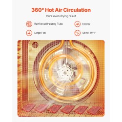 Elintarvikekuivain 1000W 10 ruostumattomasta teräksestä tehtyä tarjotinta 25L säädettävä lämpötila