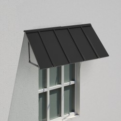 Teräs ovikatos 1430 millimetriä leveä 610 millimetriä syvä musta oville ja ikkunoille