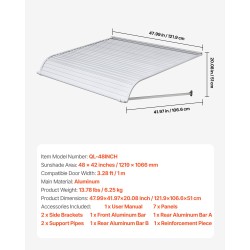 Ovi- ja ikkunakatos alumiiniseoksesta 1219×1066 mm vedenpoistolla