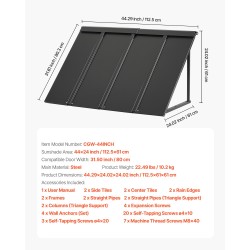 Teräksinen ovi- ja ikkunakatos 1125×610 mm musta 0,8 mm
