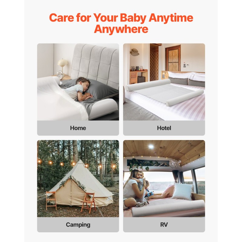 Ilmatäytteinen sängyn reunasuoja PVC sisus 132 cm 2 kpl taaperoille