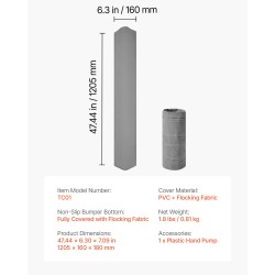 Ilmatäytteinen sängynreunatuki lapsille 1205 mm muovi nukkapintainen kangas 2 kpl
