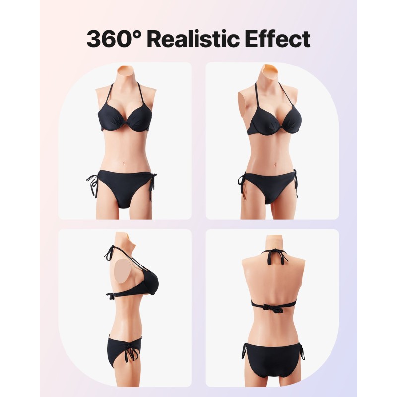 Silikoninen vartalopuku silkkivanulla täytetty D-kuppi ihonvärinen