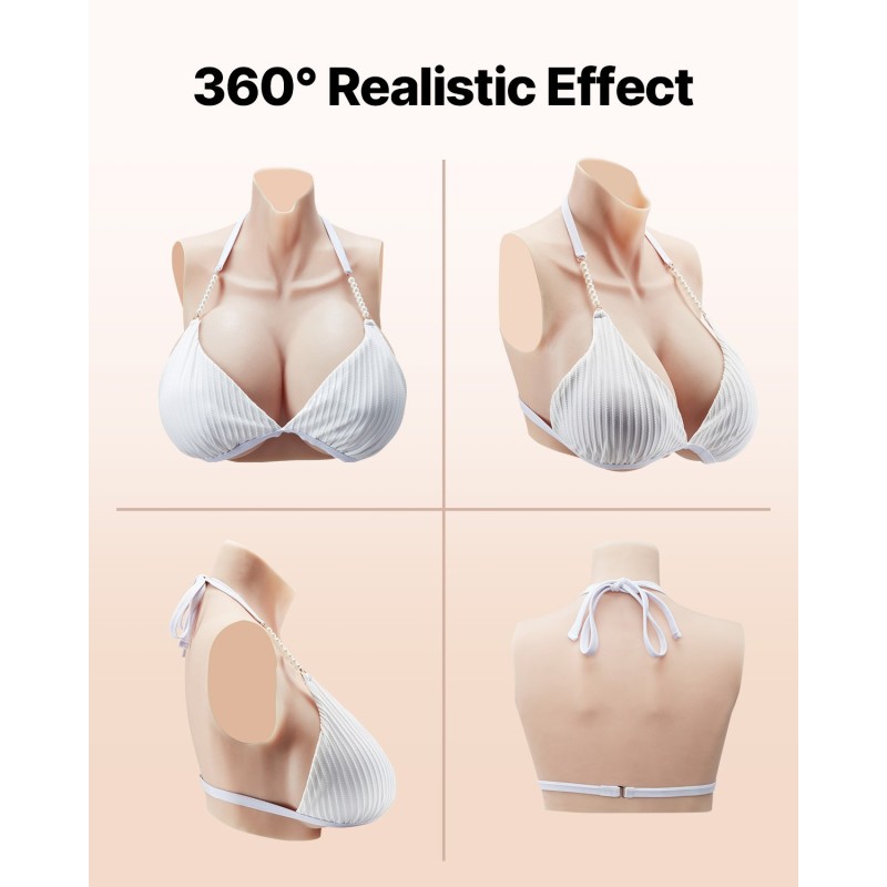 Silikoninen rintapanssari H-kuppi norsunluu realistinen rintalinja cosplay- ja drag-esiintymisiin