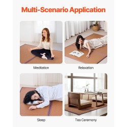 Taitettava tatamimatto luonnollisesta rottingista kolmiosainen liukumaton pohja 2032×1397×13 mm