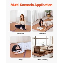 Tatamimatto luonnollisesta rottingista koko 203 x 99 cm kolmiosainen taitto liukuestopohjalla