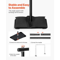 Säädettävä taustateline hiiliteräs musta 145–260 cm korkeus 139–306 cm leveys