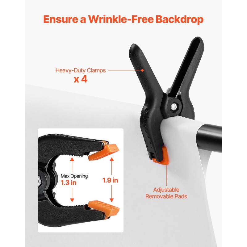 Säädettävä taustateline hiiliteräs musta 145–260 cm korkeus 139–306 cm leveys