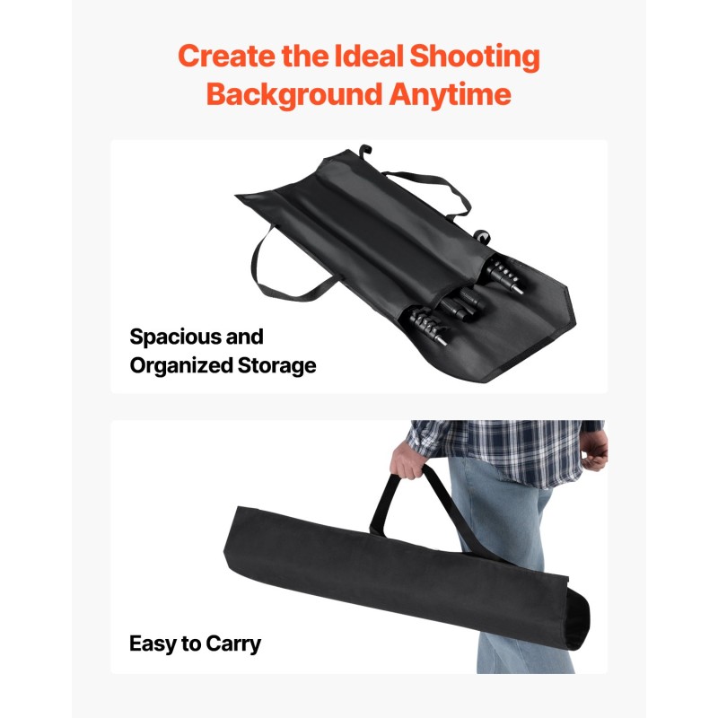 Säädettävä hiiliteräs taustateline valokuvaukseen 72–213 cm korkeus 139–306 cm leveys