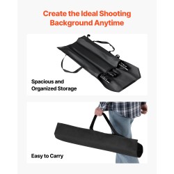 Taustateline hiiliteräs musta korkeus 72–260 cm leveys 139–306 cm kaksi kolmijalkaa