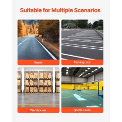 Linjamaalauskone työnnettävä 4-pyöräinen hiilirakenneteräksinen runko säädettävä viivanleveys 56–102 mm säilytyskori 5–6