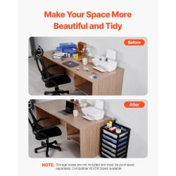 Säilytyskärry 6-tasoinen PP-muovinen musta 4 lukittavaa kääntyvää pyörää askartelu- ja toimistotarvikkeille