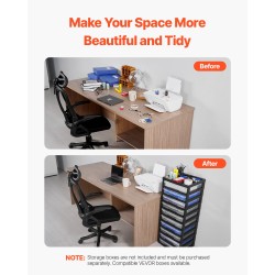 Muovinen säilytysvaunu kymmenen tason polypropeeninen runko musta toimistokäyttöön