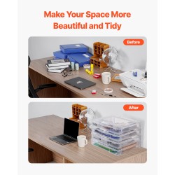 Pinottavat PP-muoviset säilytyslaatikot 4 kpl läpinäkyvät valkoiset 360x360x76 mm