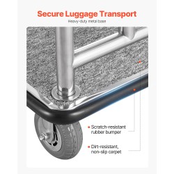 Hotellimatkatavaravaunu 340 kg kantavuus ruostumaton teräs 4 kpl 6 tuumaisia kumipyöriä