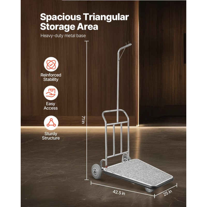 Matkatavaravaunu ruostumattomasta teräksestä 272 kg kantavuus pinoamismallinen kolmipyöräinen