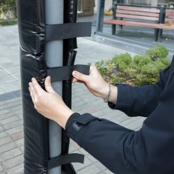 Koripallotelineen tolppasuoja PVC-verkkomateriaali helmipehmuste 1800 mm musta