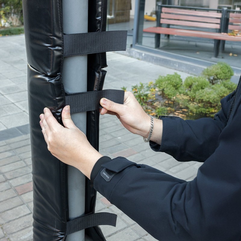 Koripallotelineen tolppasuoja PVC-verkkomateriaali helmipehmuste 1800 mm musta