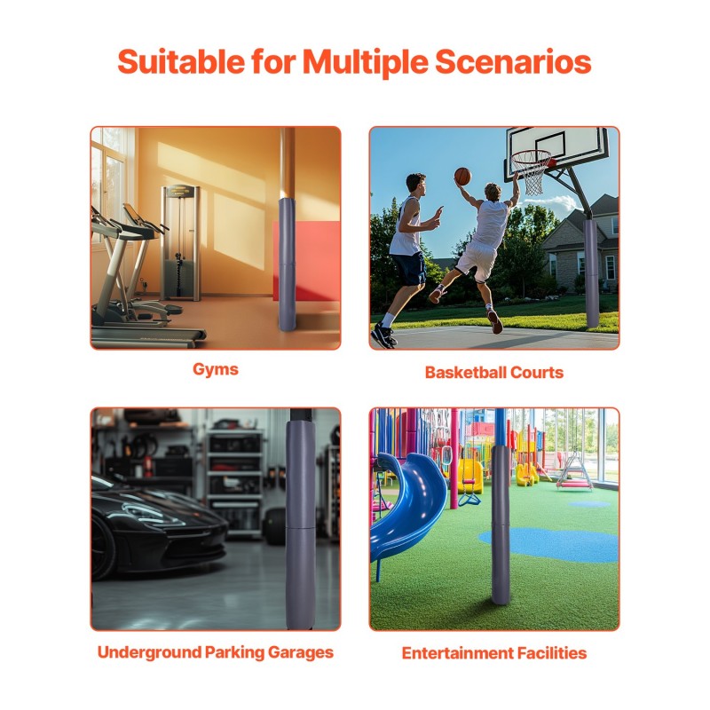 Koripallotolpan pehmuste PVC-verkkokangas helmipehmuste 1800 x 500 mm harmaa