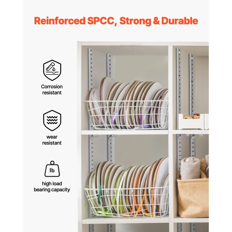 Säädettävät teräksiset hyllykiskot 923 mm 6 kpl jauhemaalattu kirkas hopea