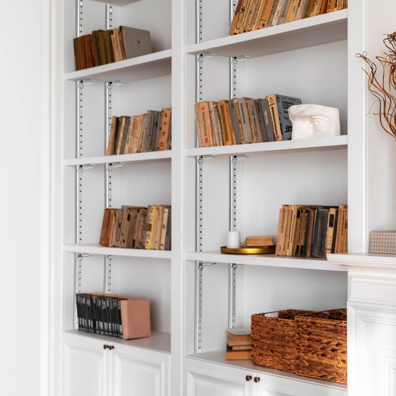 Säädettävät teräksiset hyllykiskot 923 mm 6 kpl jauhemaalattu kirkas hopea