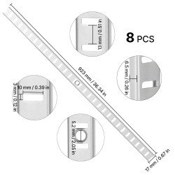 Hyllykiskot 8 kpl korkealujuuksinen teräs jauhemaalattu 923 mm uppoasennus yksi ura