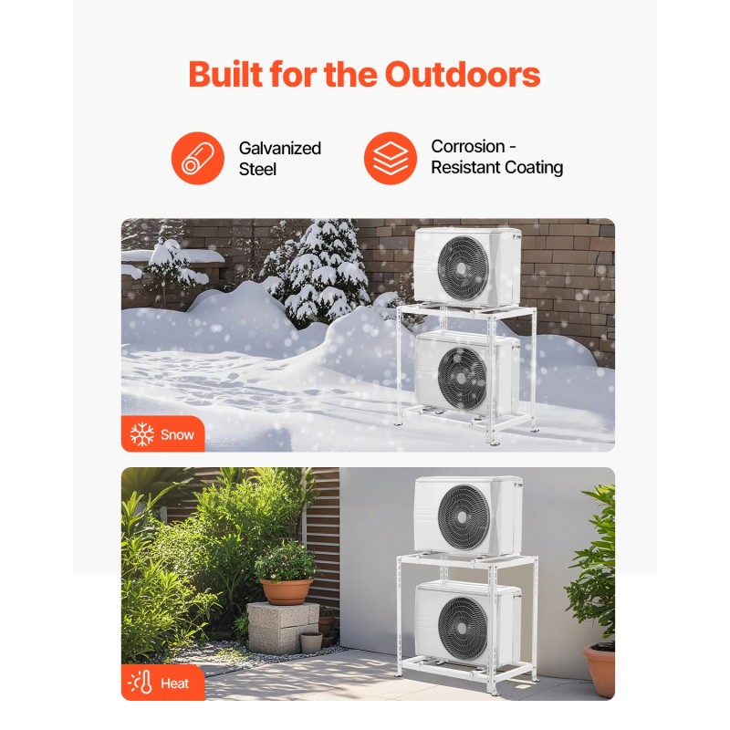 Lattiateline ilmalämpöpumpun ulkoyksikölle galvanoitu teräs säädettävä korkeus 250 kg