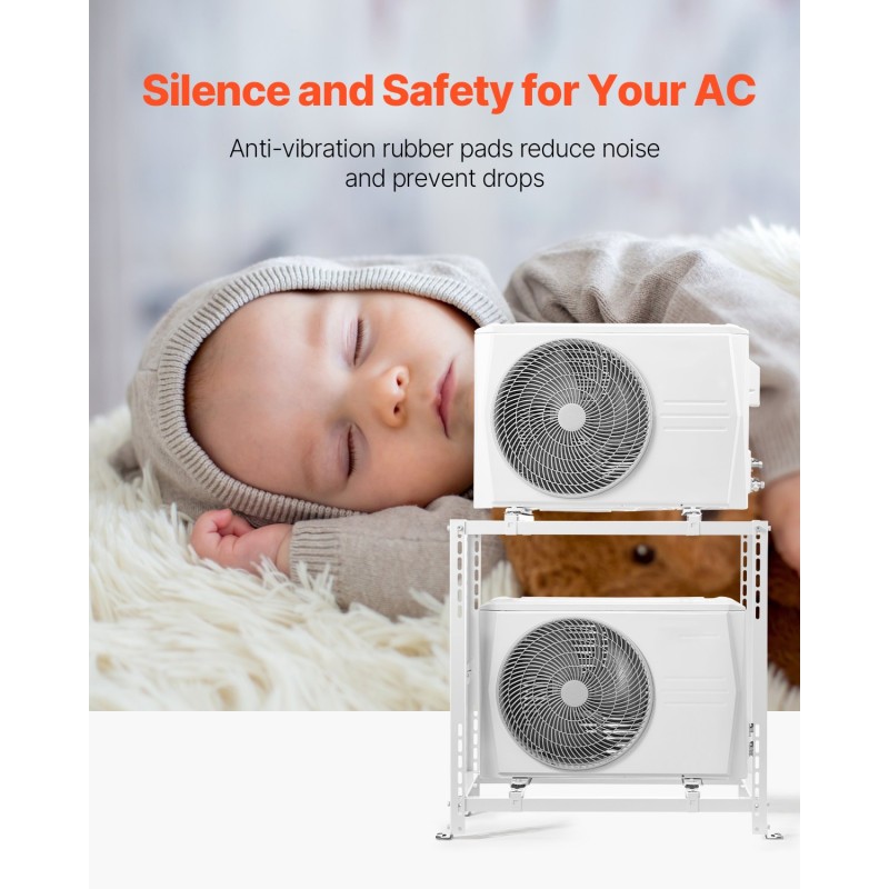 Lattiateline ilmalämpöpumpun ulkoyksikölle galvanoitu teräs säädettävä korkeus 250 kg