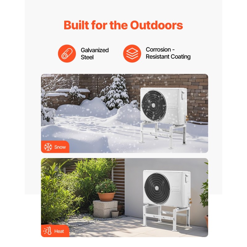 Maajalusta sinkitty teräs 710–1200 mm ulkoyksikölle 350 kg