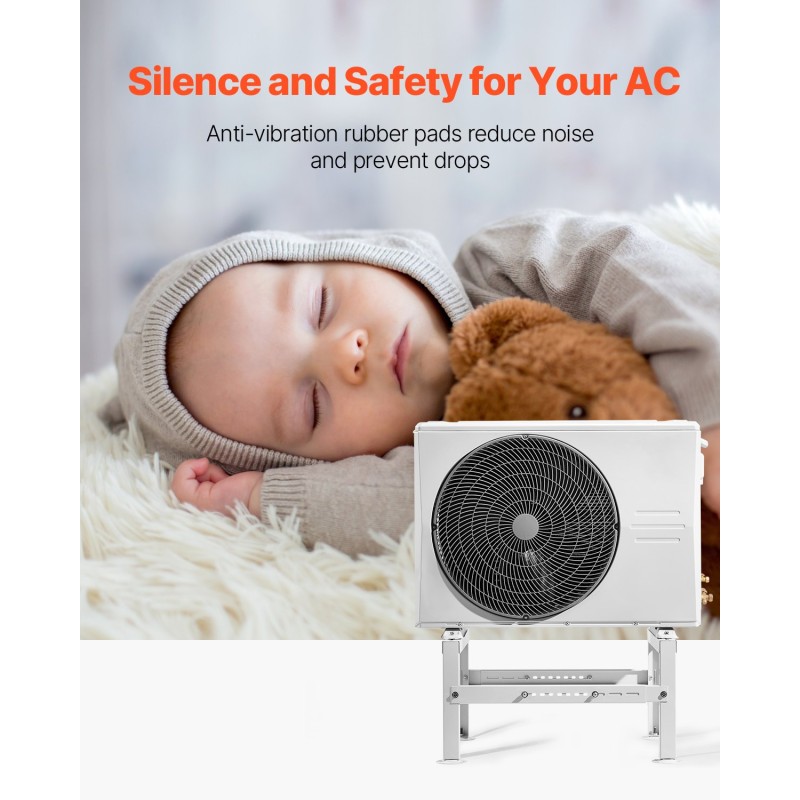 Maajalusta sinkitty teräs 710–1200 mm ulkoyksikölle 350 kg