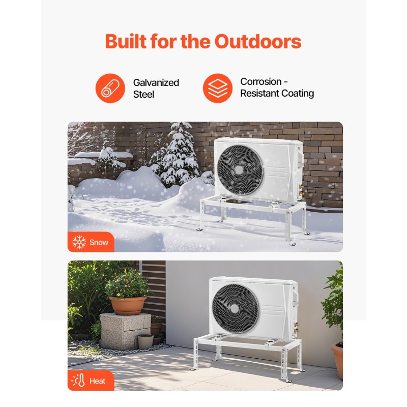Maahan asennettava mini-split-teline sinkitty teräs säädettävä 900–24000 BTU 250 kg