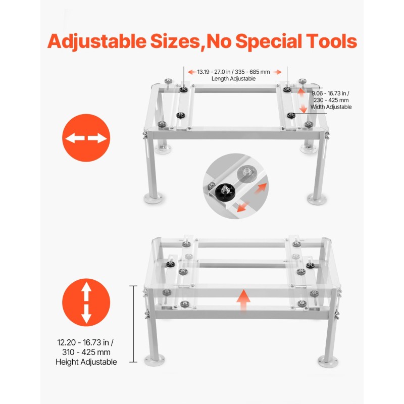 Ilmastointilaitteen lattiateline galvanoitua terästä säädettävä korkeus 200 kg kantavuus