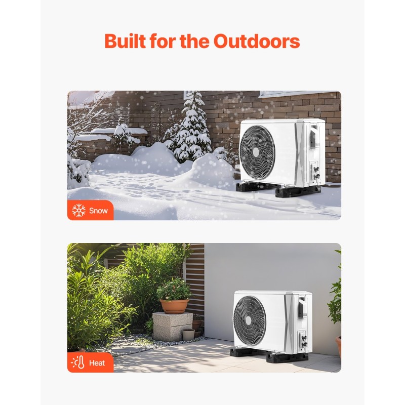 Lattia-asennettava pohjalevy minisplit- ja ilmalämpöpumpuille kumi-alumiini 1000 kg