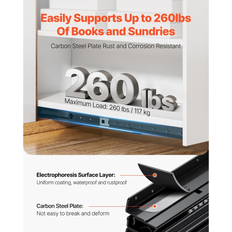 Laatikkokiskot hiiliterästä 400 mm täyden ulosvedon vaimentimella 1 pari