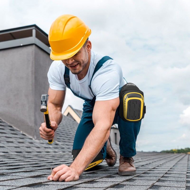Polvisuojat pidennetty malli muovikuori vaahto geelipehmuste kaksi jatkohihnaa lattiatöihin